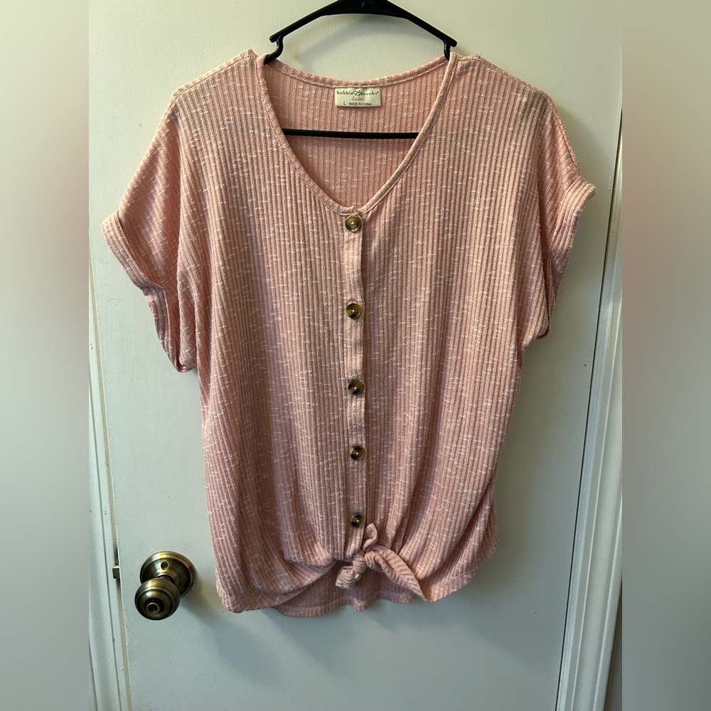 Large button down tie top.